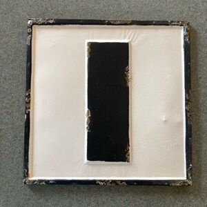 B&W Distressed Metal Letter I Wall Sign Plaque 10" Farmhouse Style